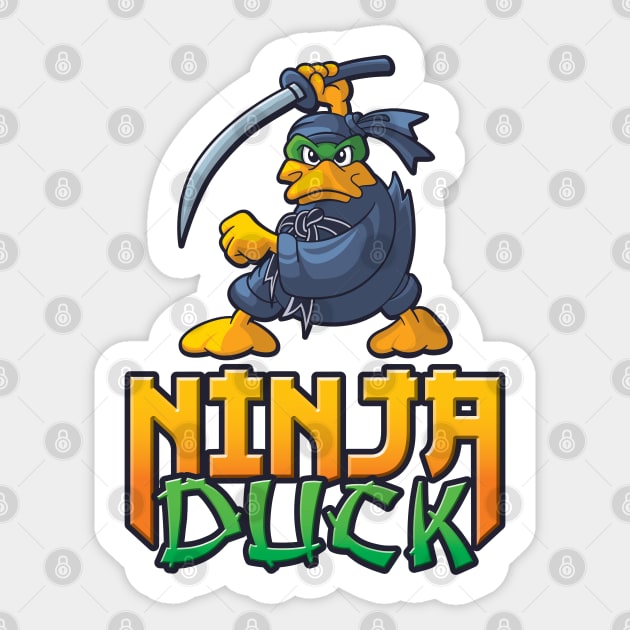 Ninja Duck, original cartoon style duck dressed as a ninja Sticker by RobiMerch